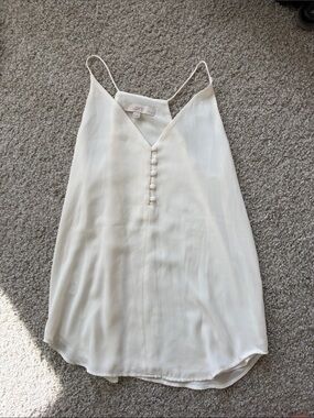 LOFT Cream V-Neck Spaghetti-Strap Cami with Covered Buttons